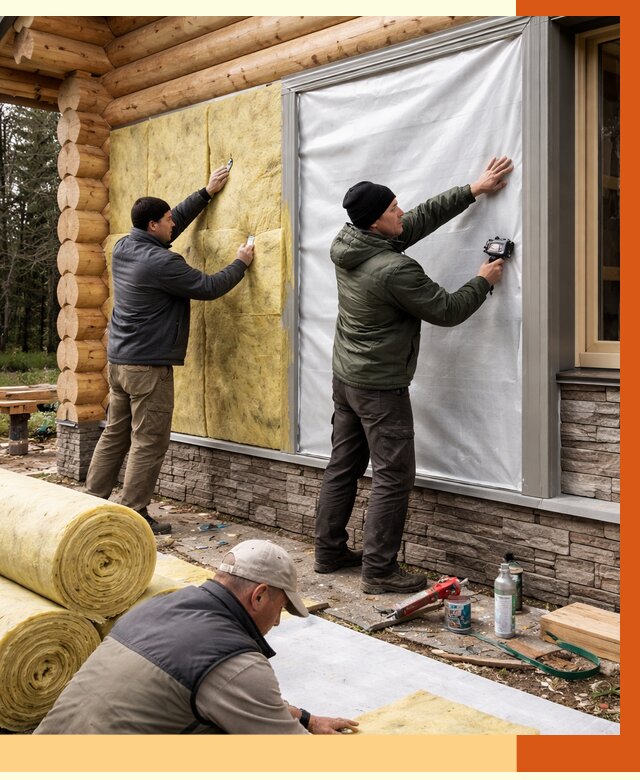 Утепление бревенчатого дома в изобильном от 7947 руб/м2 — заказать под ключ | ТепломастерЗбл